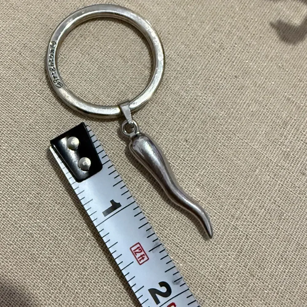 Brighton Silver Keyring with Curved Horn Charm – Vintage Style